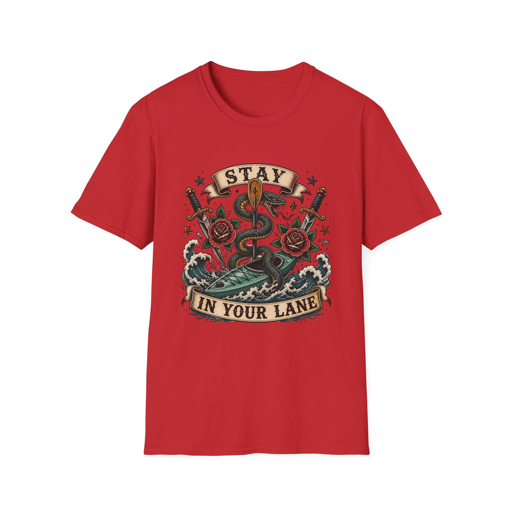 Stay In Your Lane T-Shirt — Vintage Caduceus, Swords & Roses Graphic Tee
