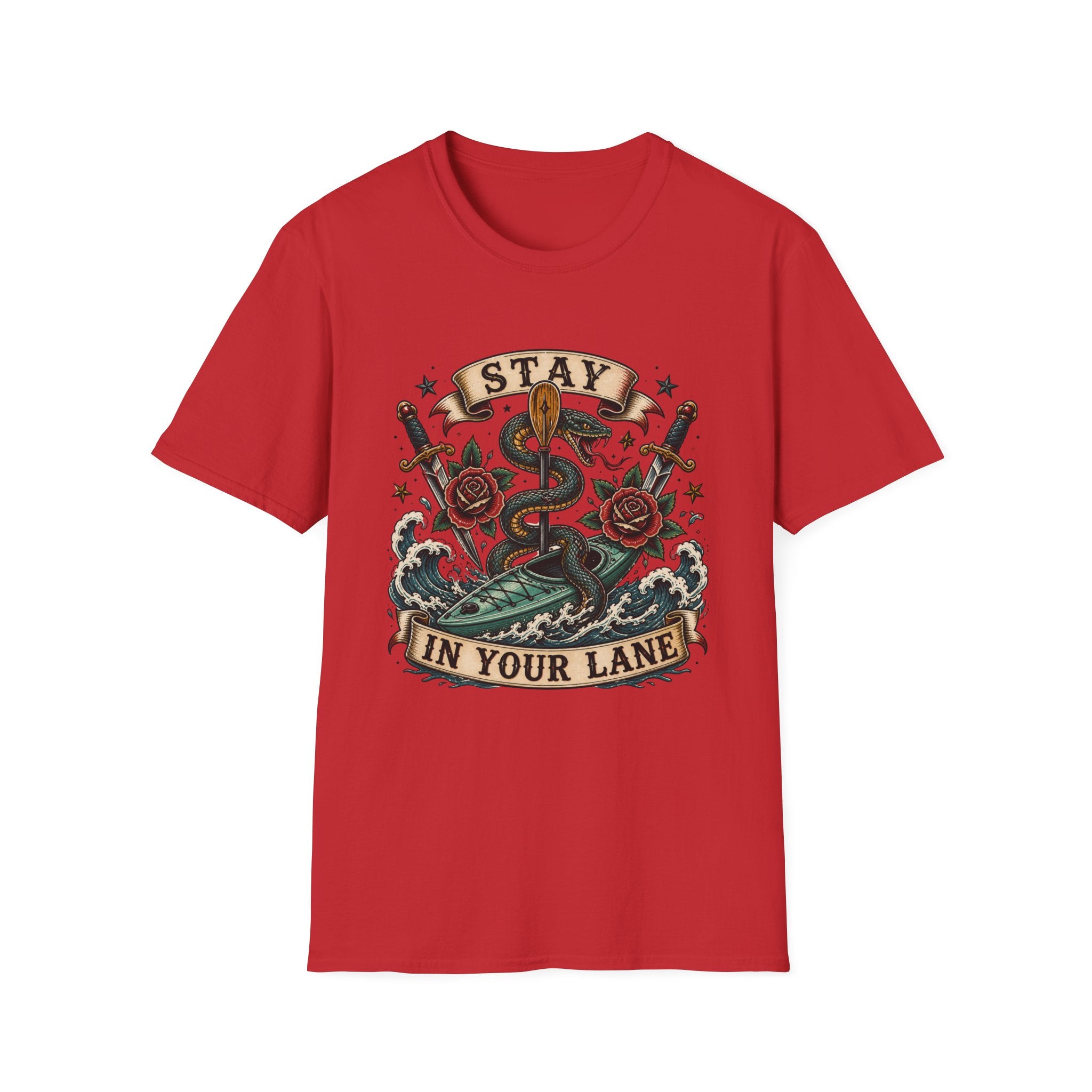 Stay In Your Lane T-Shirt — Vintage Caduceus, Swords & Roses Graphic Tee