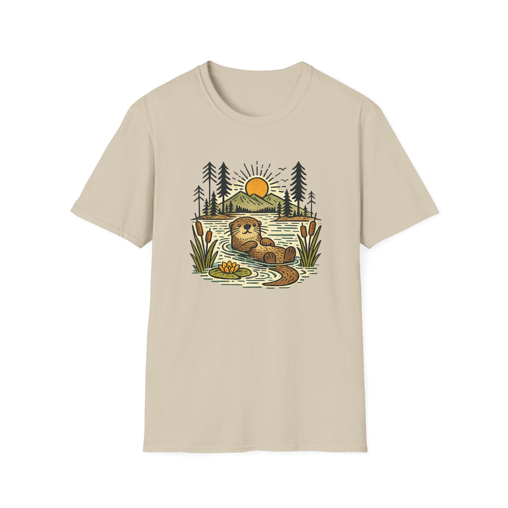 Otter Sunset T-Shirt — Cute River Otter Nature Graphic Tee
