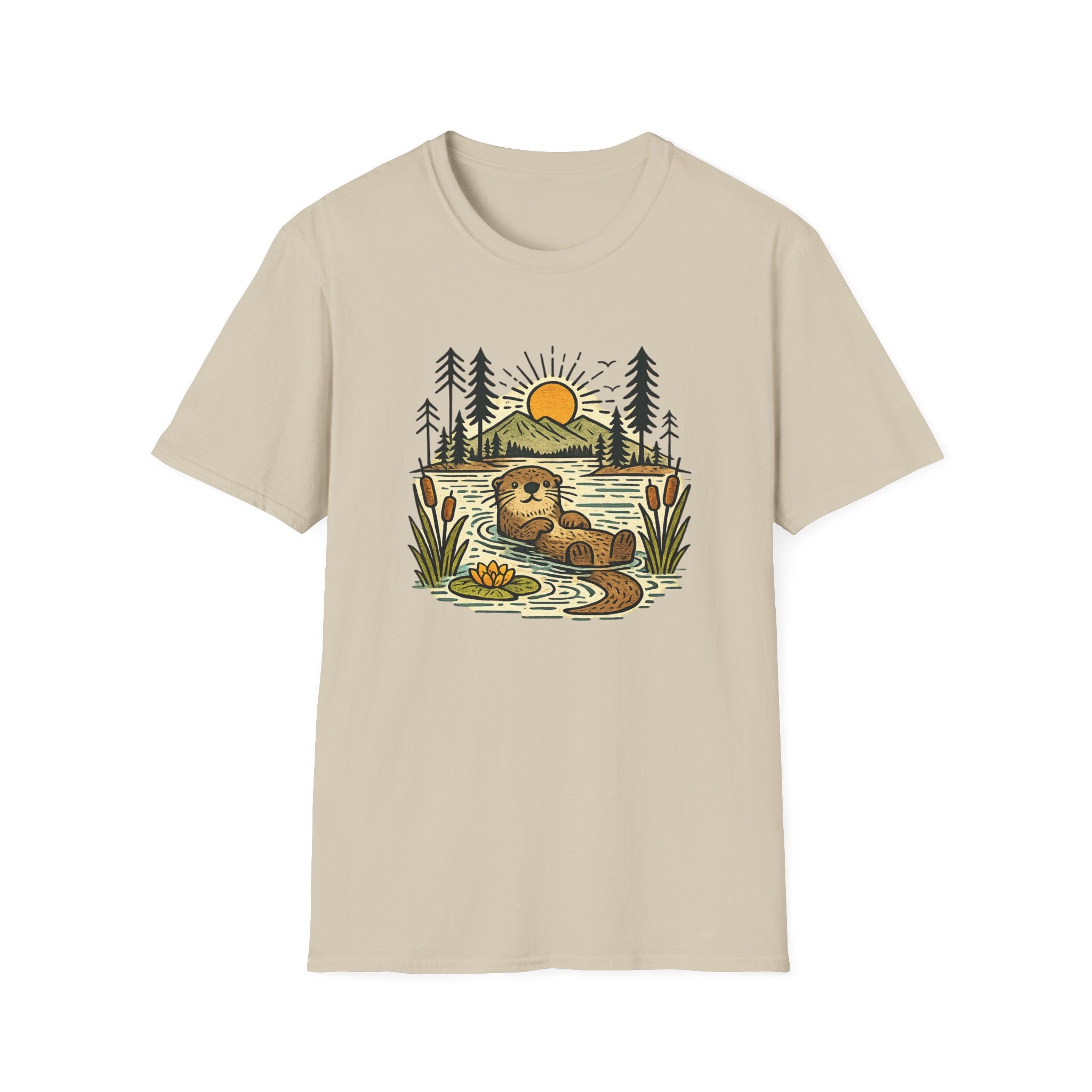 Otter Sunset T-Shirt — Cute River Otter Nature Graphic Tee