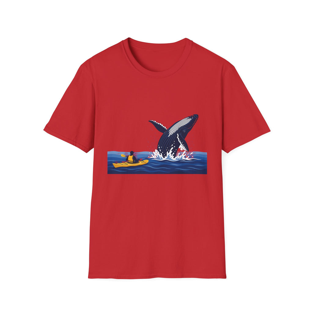 Whale Breach Kayak T-Shirt — Ocean Adventure Tee for Kayakers & Whale Lovers