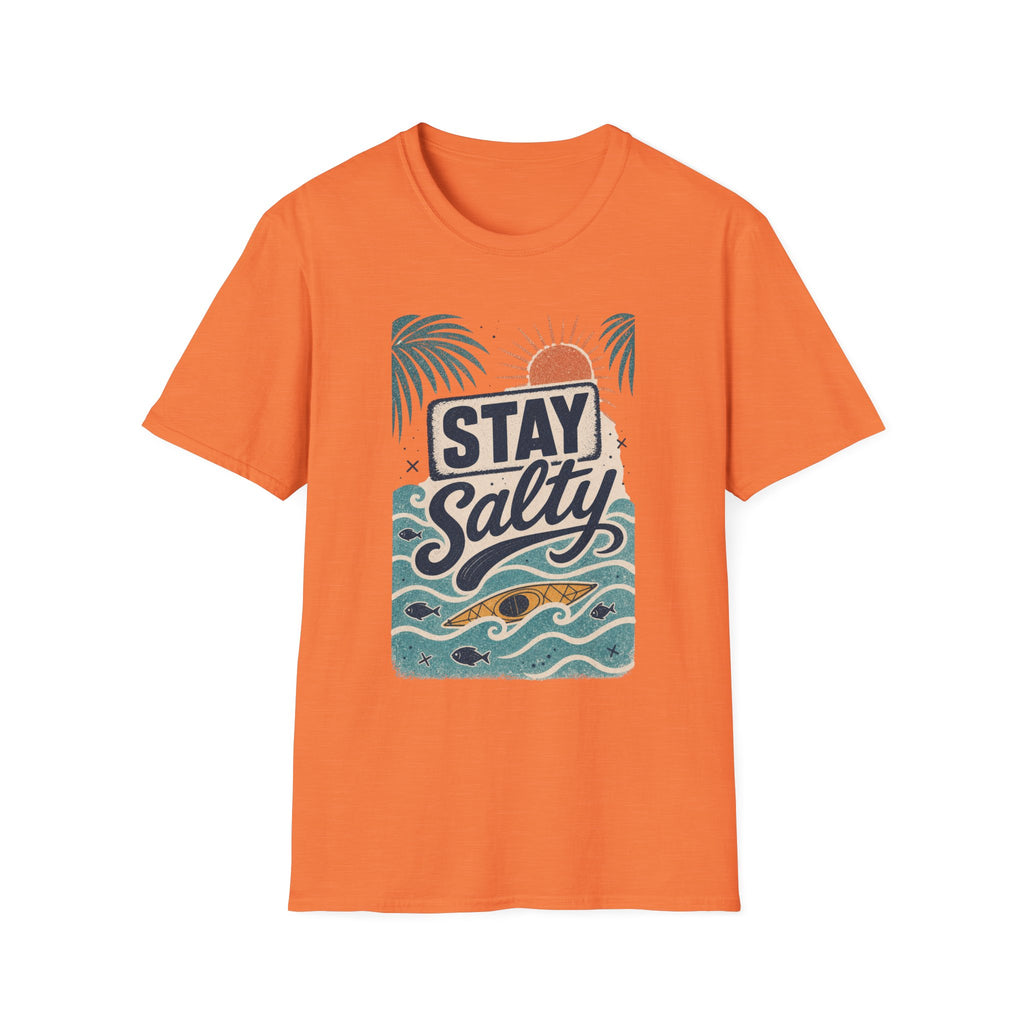 Stay Salty T-Shirt — Retro Kayak Waves Graphic Tee