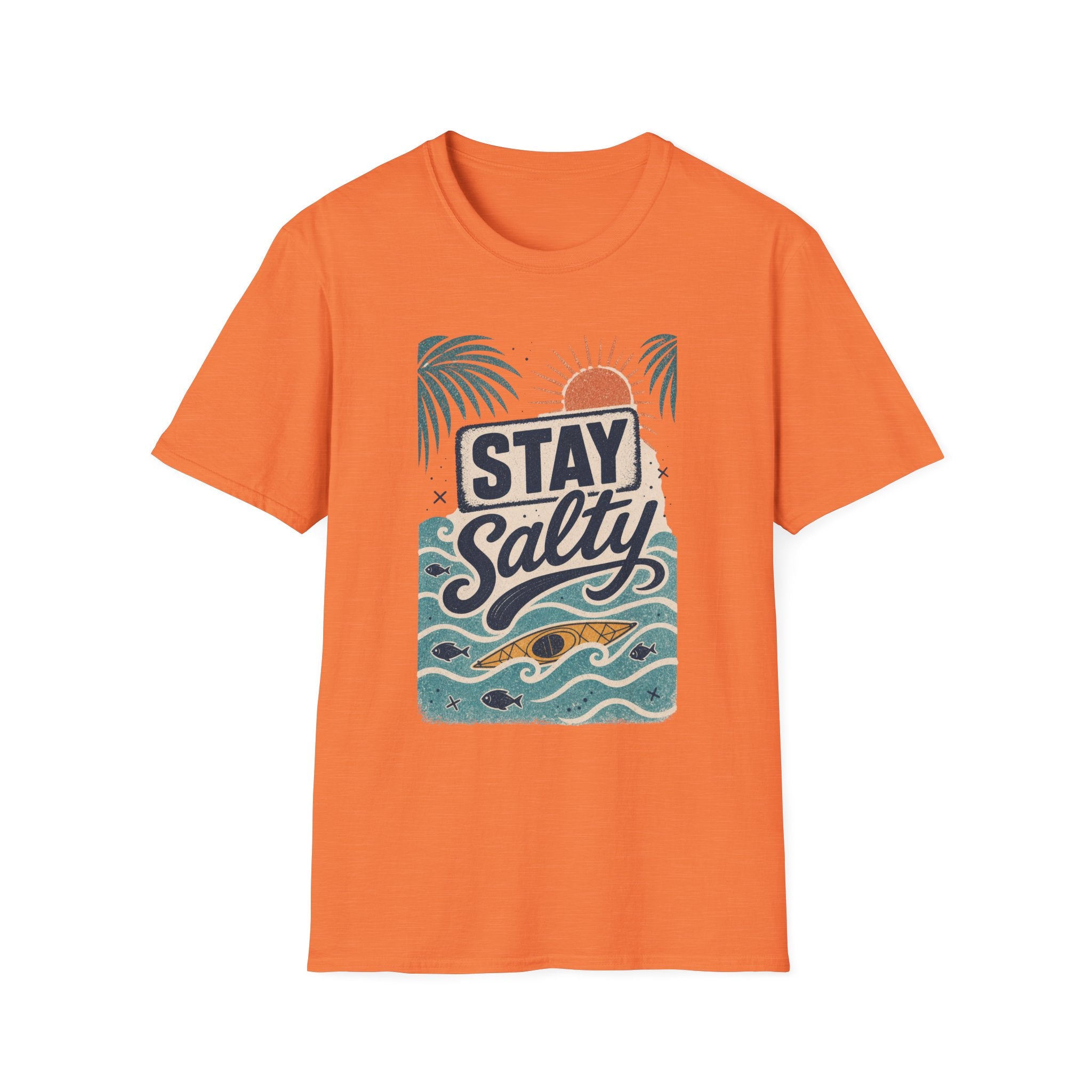 Stay Salty T-Shirt — Retro Kayak Waves Graphic Tee
