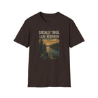 Lake Lover T-Shirt — "Socially Tired, Lake Required" Retro Sunset Camp Tee