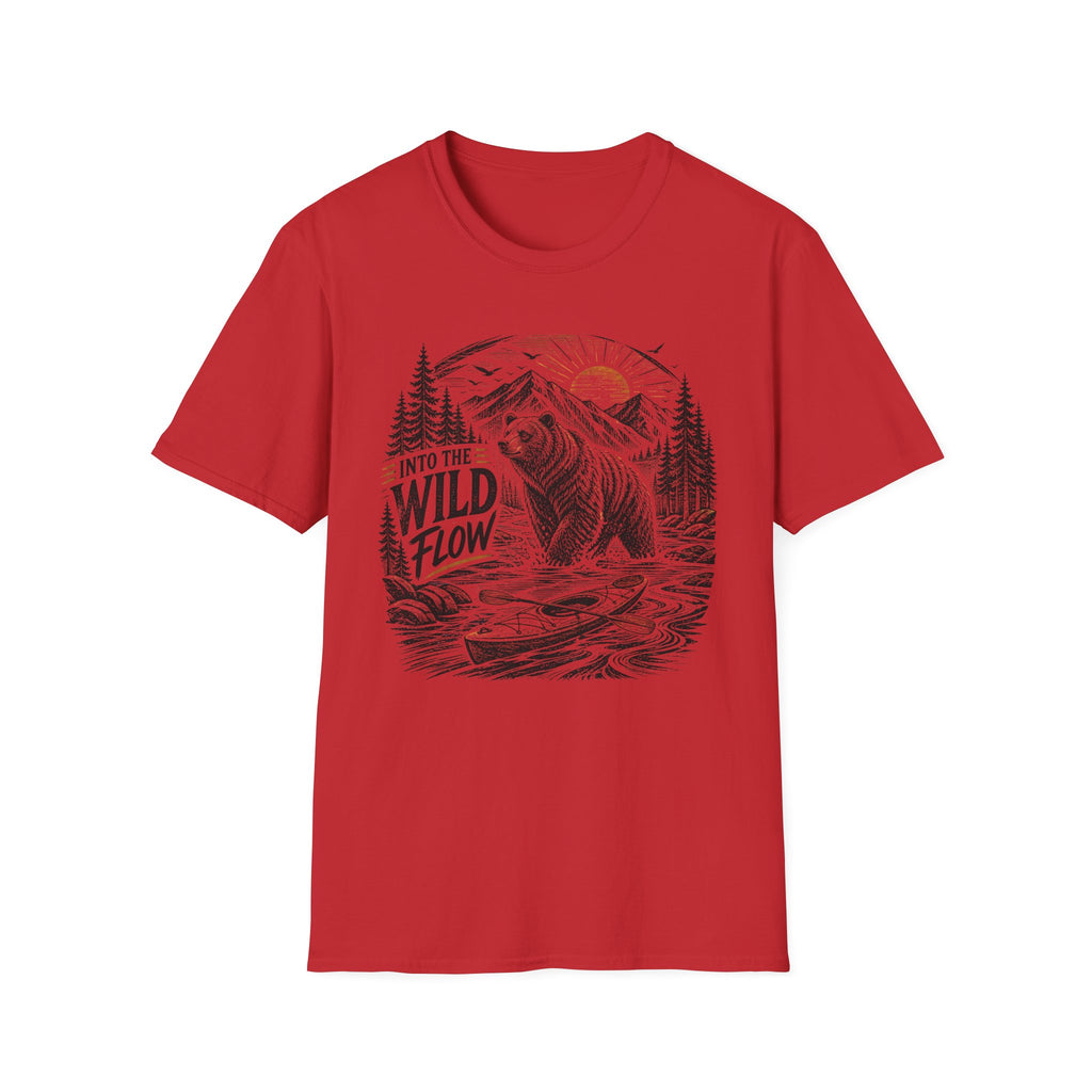 Into The Wild Flow Bear T‑Shirt — Fishing Nature Graphic Tee
