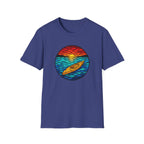 Kayak Sunset T-Shirt — Retro Ocean Sunset Paddle Tee