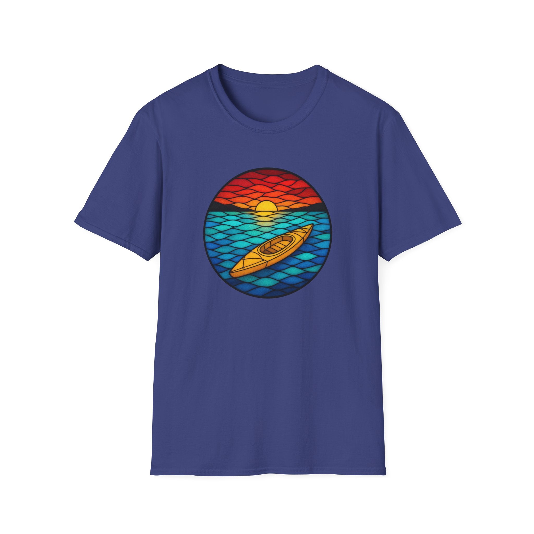 Kayak Sunset T-Shirt — Retro Ocean Sunset Paddle Tee