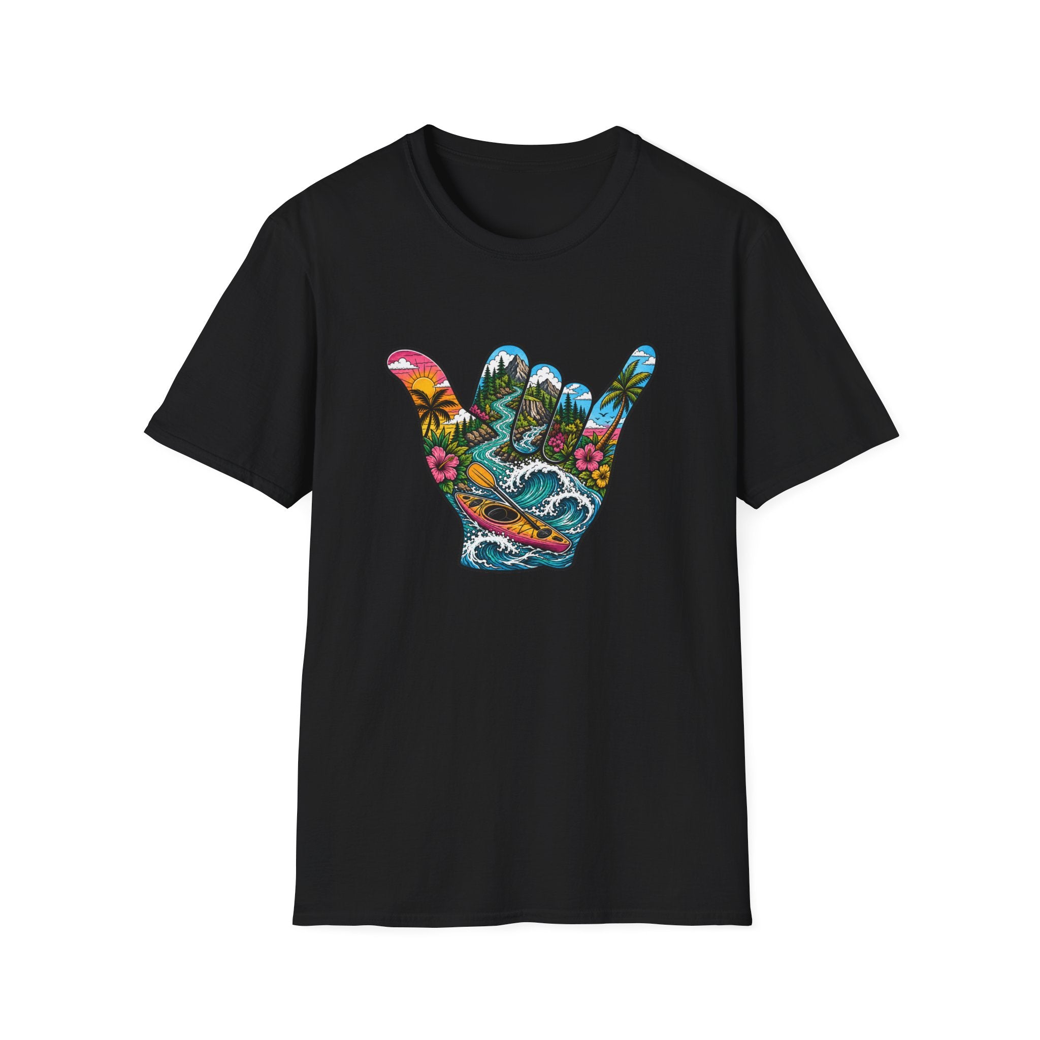 Shaka Vibes T-Shirt — Tropical Beach Hand Graphic