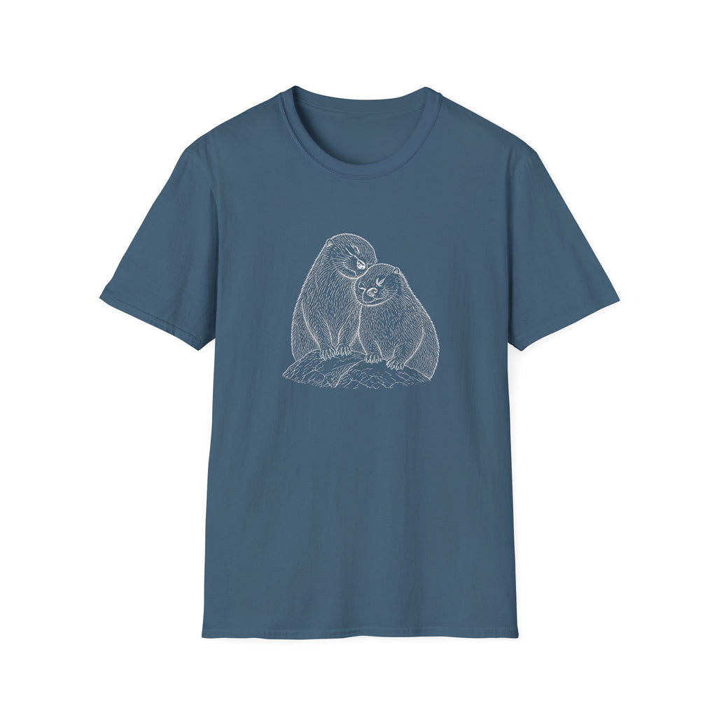 Otter Love T-Shirt — Hand-Drawn Pair Illustration