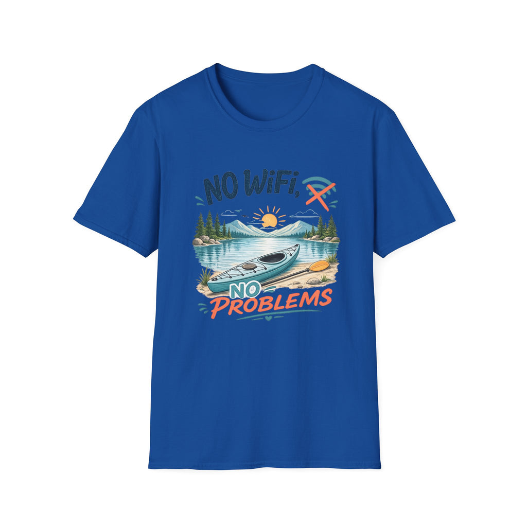 No WiFi No Problems T-Shirt – Lake Kayak Outdoors Graphic Tee