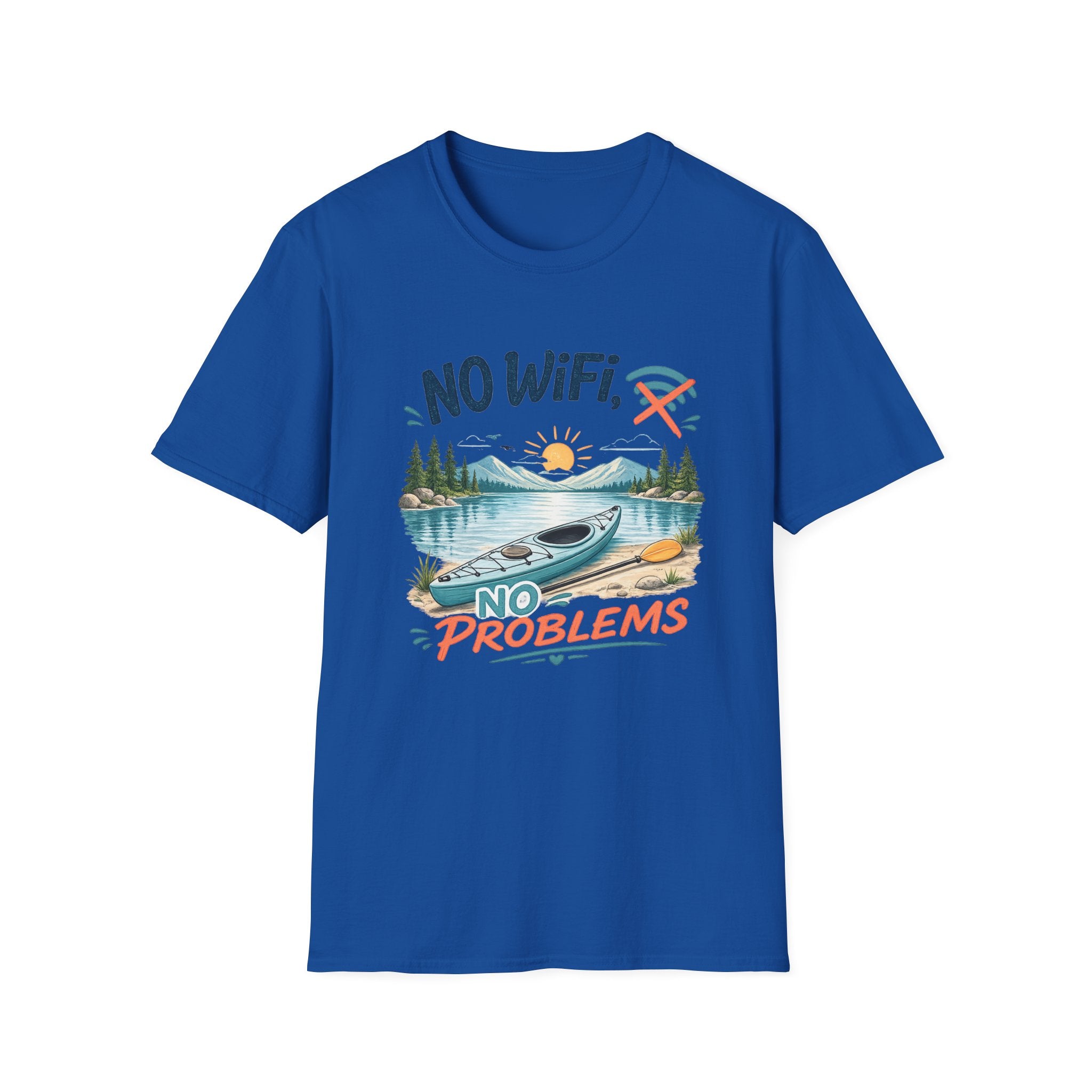 No WiFi No Problems T-Shirt – Lake Kayak Outdoors Graphic Tee
