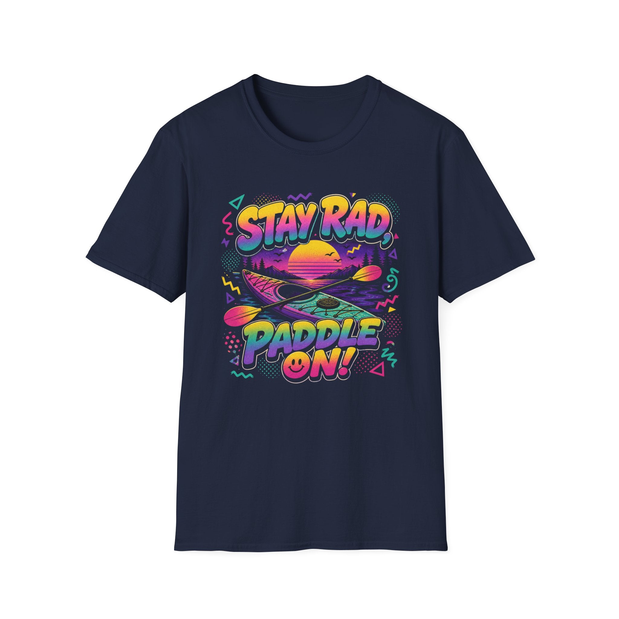 Stay Rad Paddle On! T-Shirt — Retro Kayaking Graphic Tee