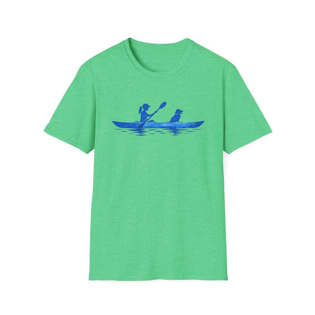 Kayak Tee — Woman Kayaking With Dog Silhouette T-Shirt