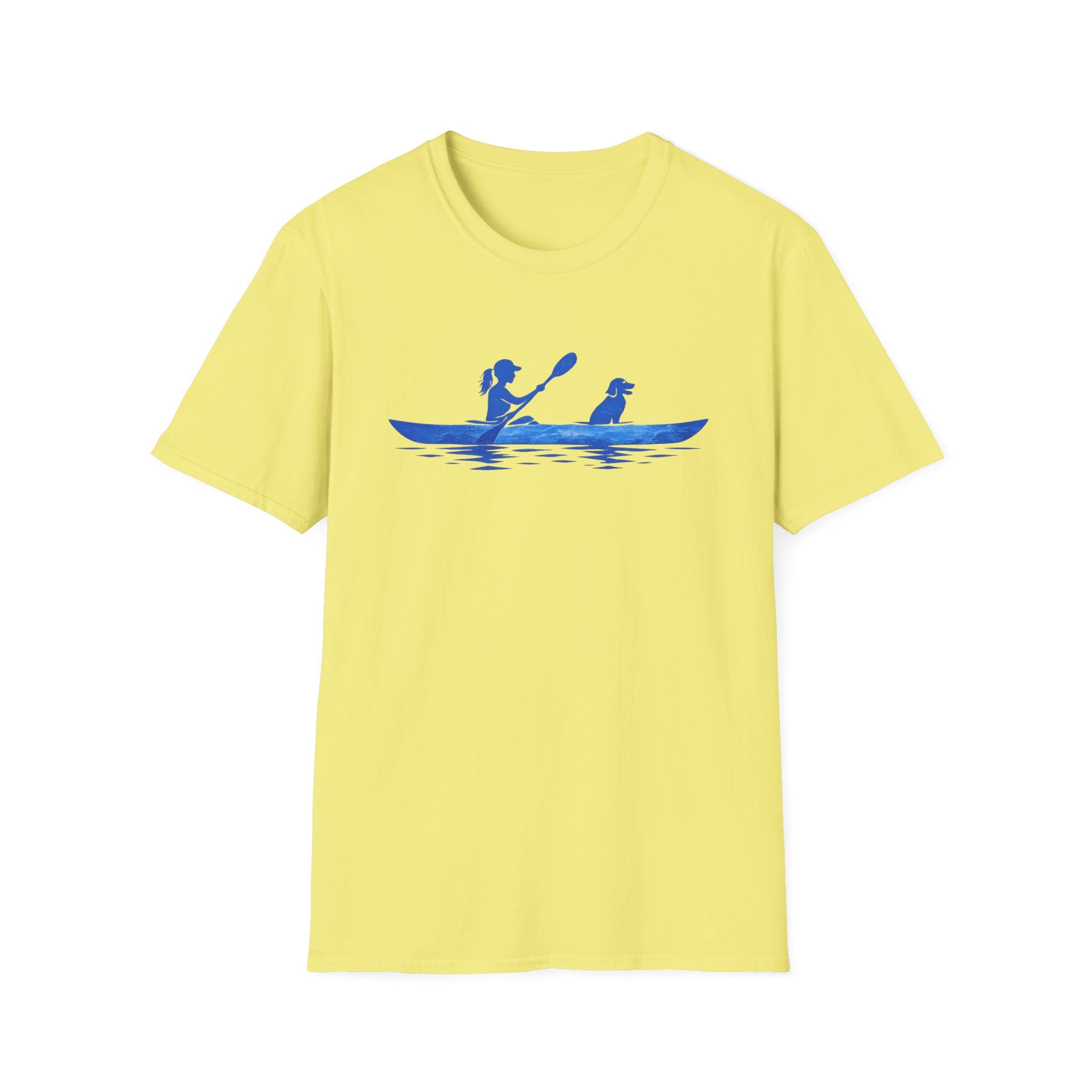 Kayak Tee — Woman Kayaking With Dog Silhouette T-Shirt
