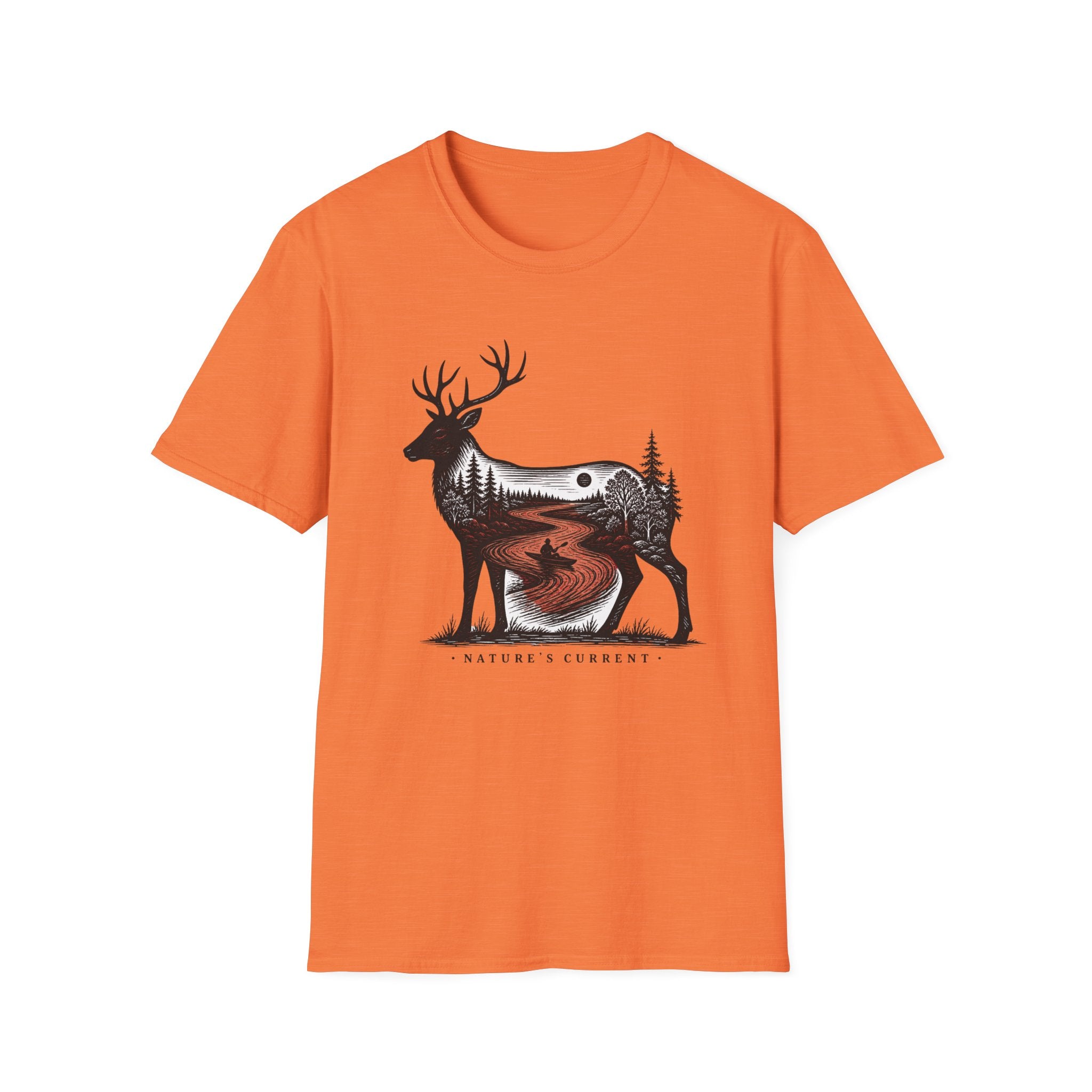 Deer Moon Wilderness T-Shirt — Forest Sunset Nature Graphic Tee