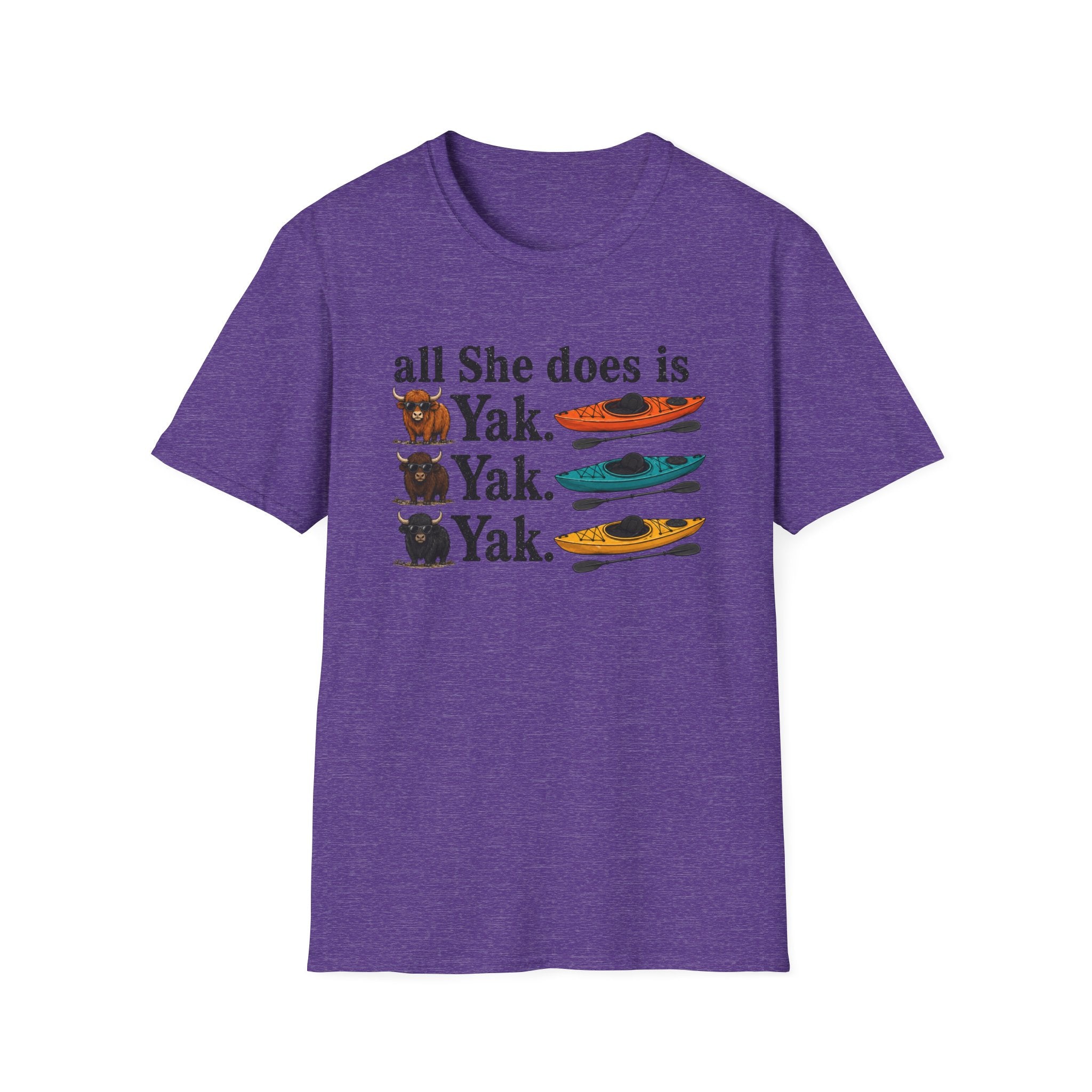 Kayak T-Shirt - "All She Does is Yak Yak Yak" Funny Kayaking Tee
