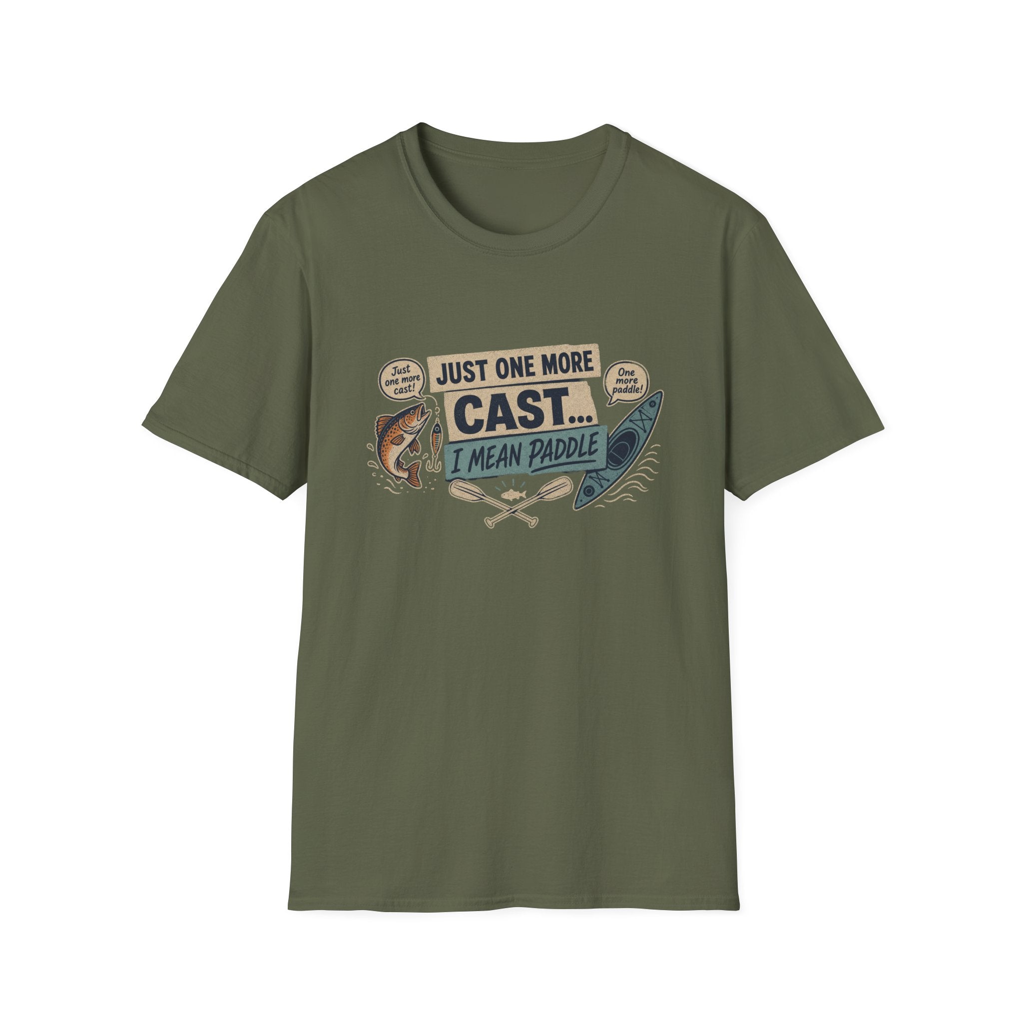 Fishing T-Shirt – "Just One More Cast, I Mean Paddle" Funny Angler Tee
