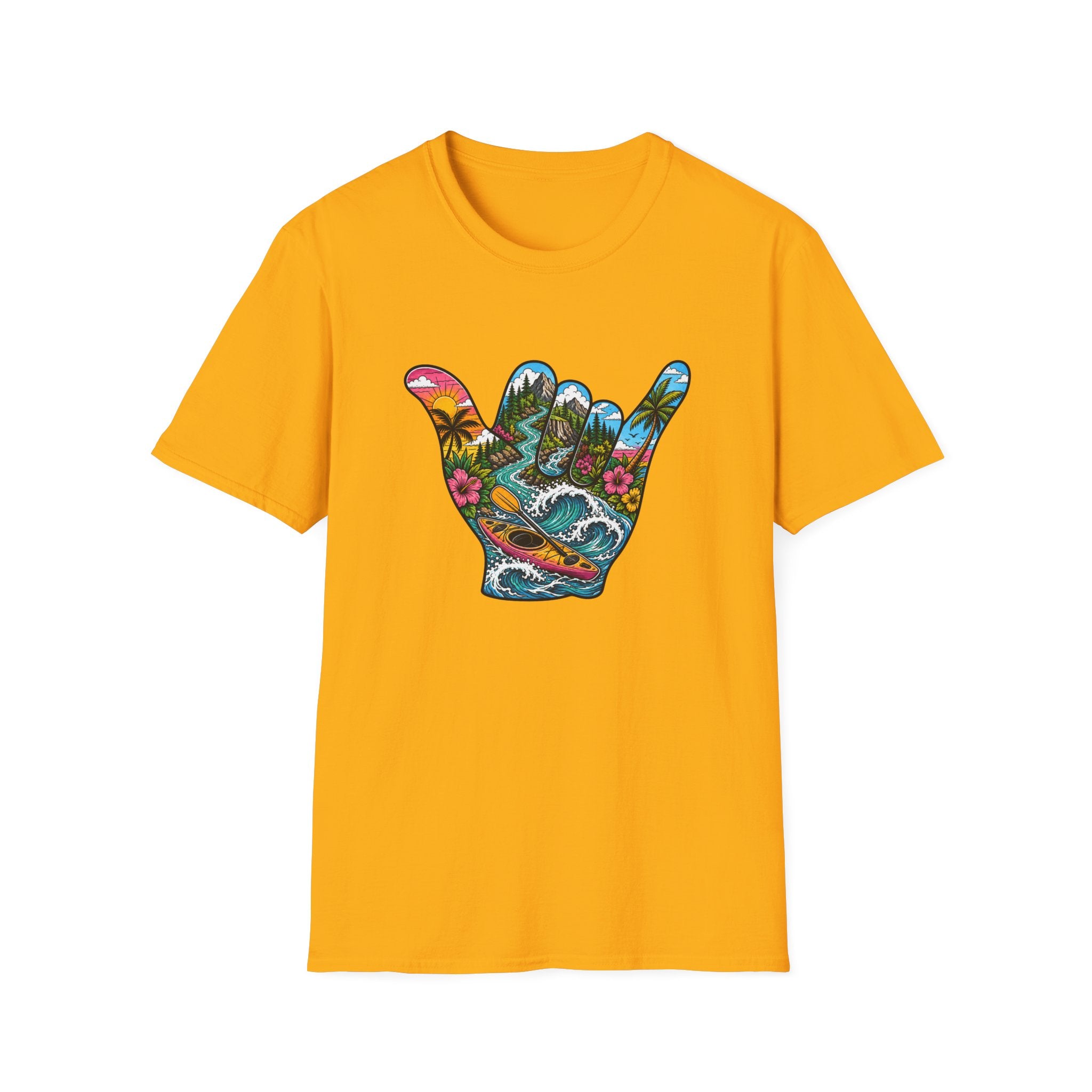 Shaka Vibes T-Shirt — Tropical Beach Hand Graphic