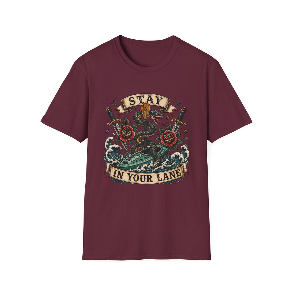 Stay In Your Lane T-Shirt — Vintage Caduceus, Swords & Roses Graphic Tee
