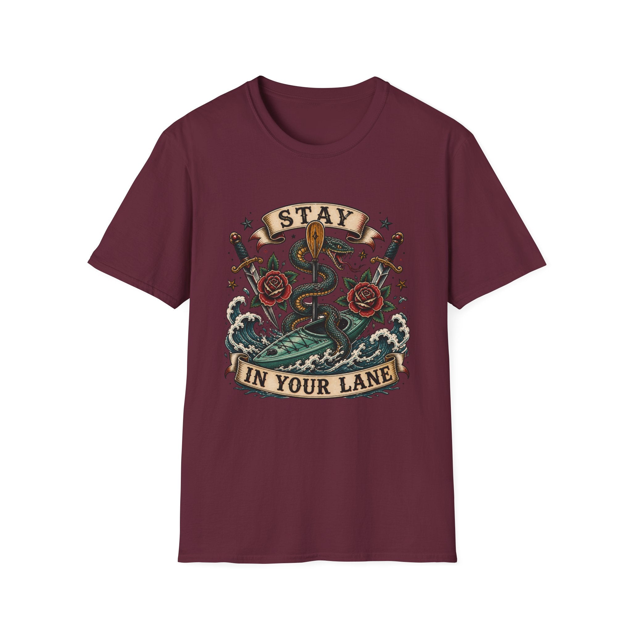 Stay In Your Lane T-Shirt — Vintage Caduceus, Swords & Roses Graphic Tee