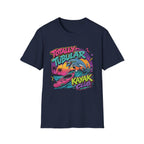 Totally Tubular Kayak Club T-Shirt — Retro Dolphin Kayaking Graphic