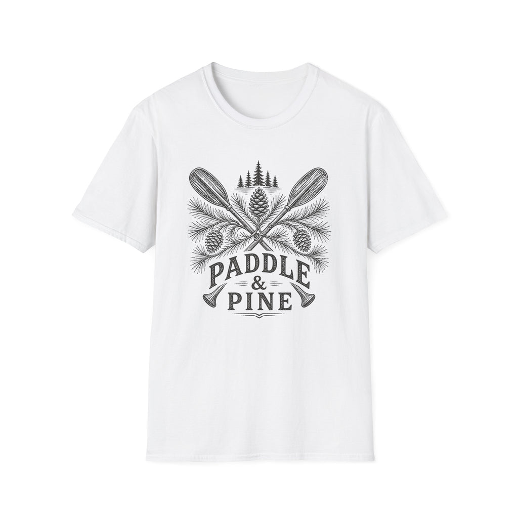 Paddle & Pine T‑Shirt — Rustic Kayak Paddle Outdoor Camping Tee