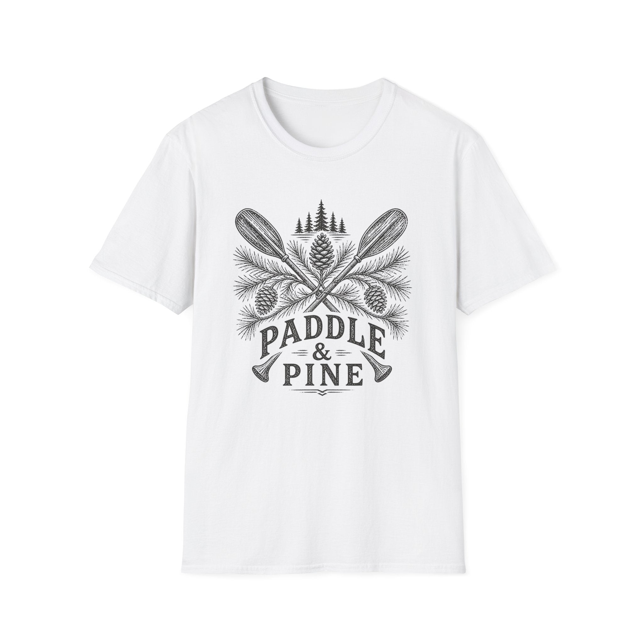 Paddle & Pine T‑Shirt — Rustic Kayak Paddle Outdoor Camping Tee
