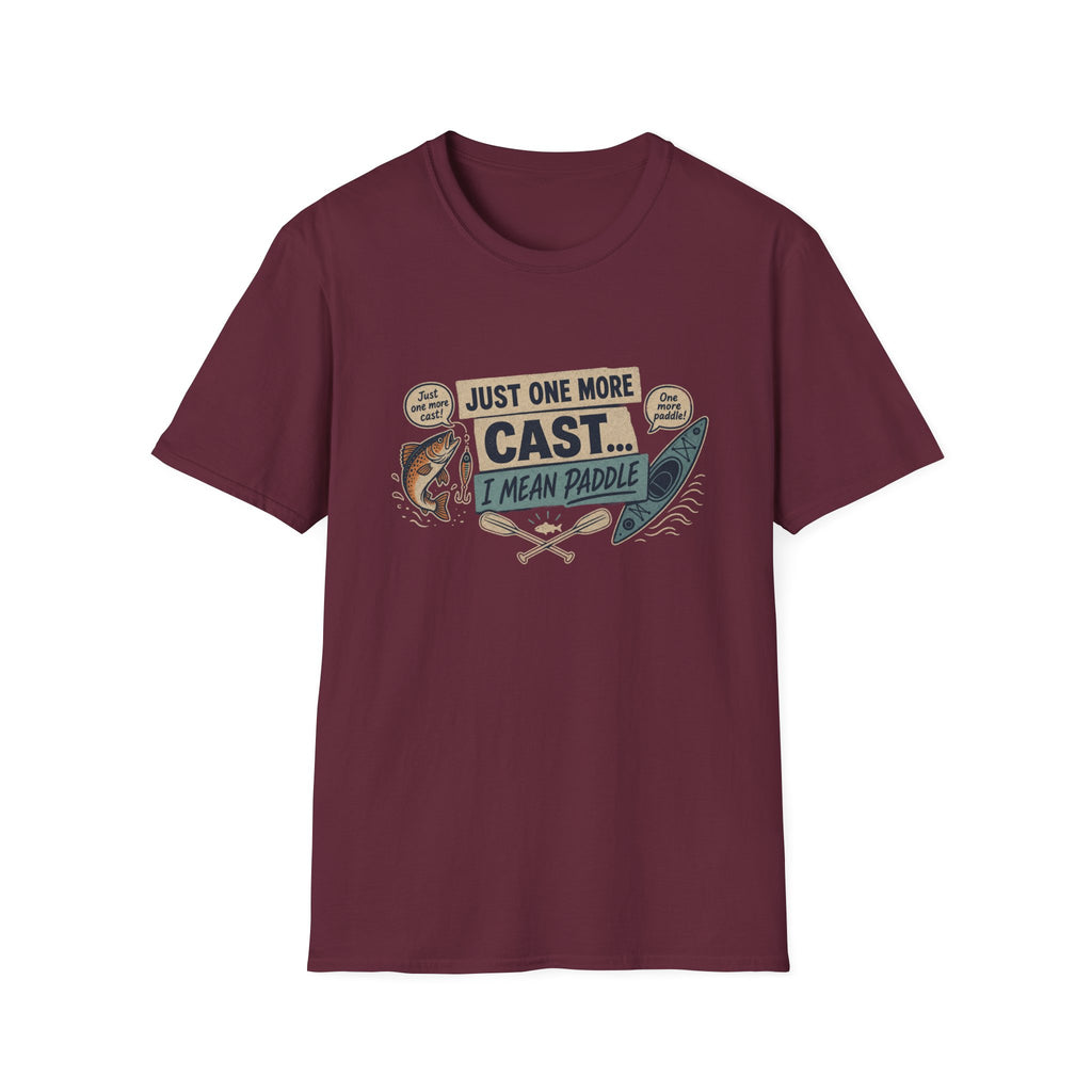 Fishing T-Shirt – "Just One More Cast, I Mean Paddle" Funny Angler Tee