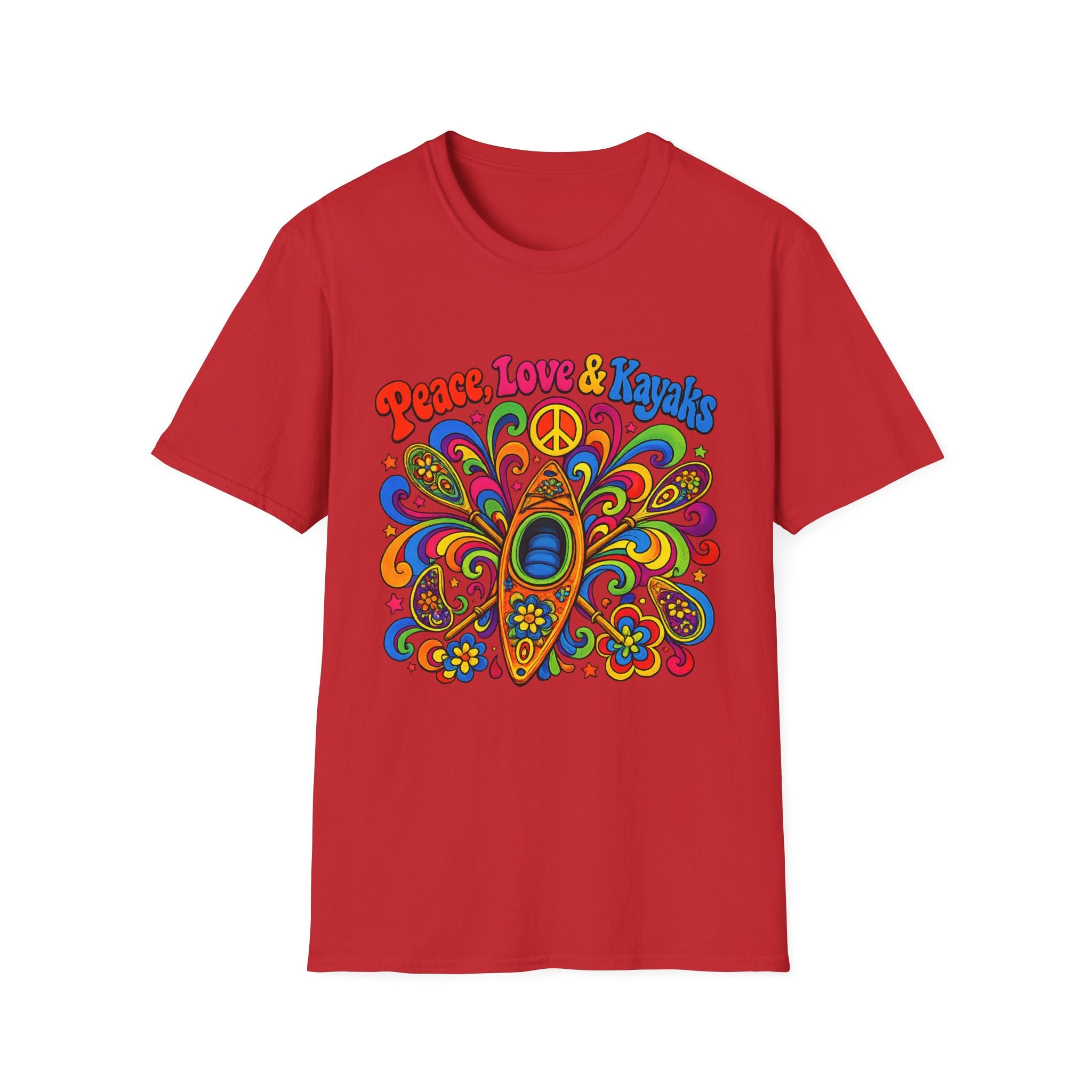 Peace, Love & Kayaks T-Shirt — Retro Hippie Tee