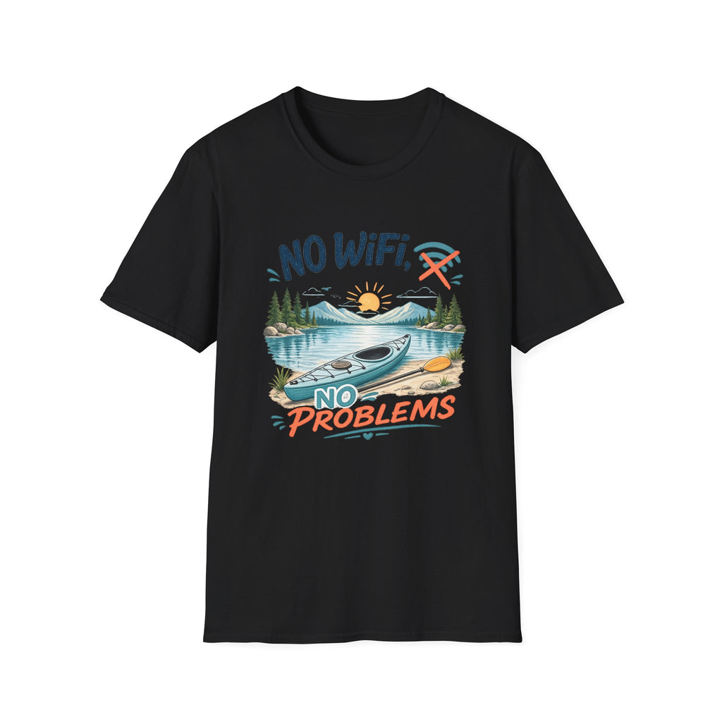 No WiFi No Problems T-Shirt – Lake Kayak Outdoors Graphic Tee