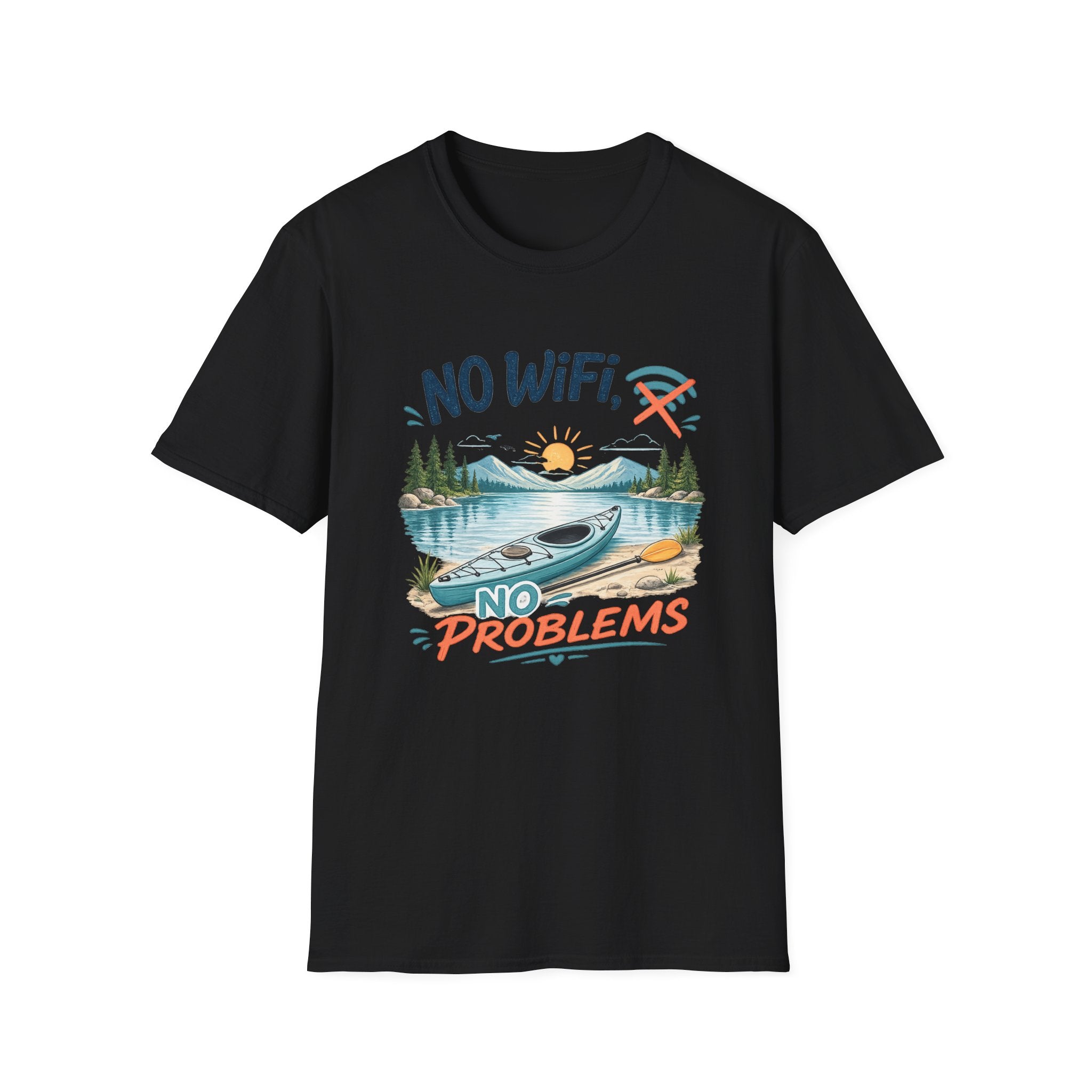 No WiFi No Problems T-Shirt – Lake Kayak Outdoors Graphic Tee