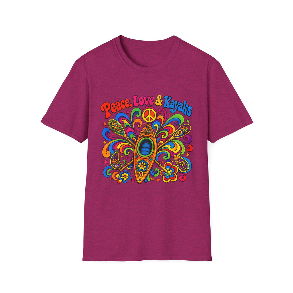 Peace, Love & Kayaks T-Shirt — Retro Hippie Tee