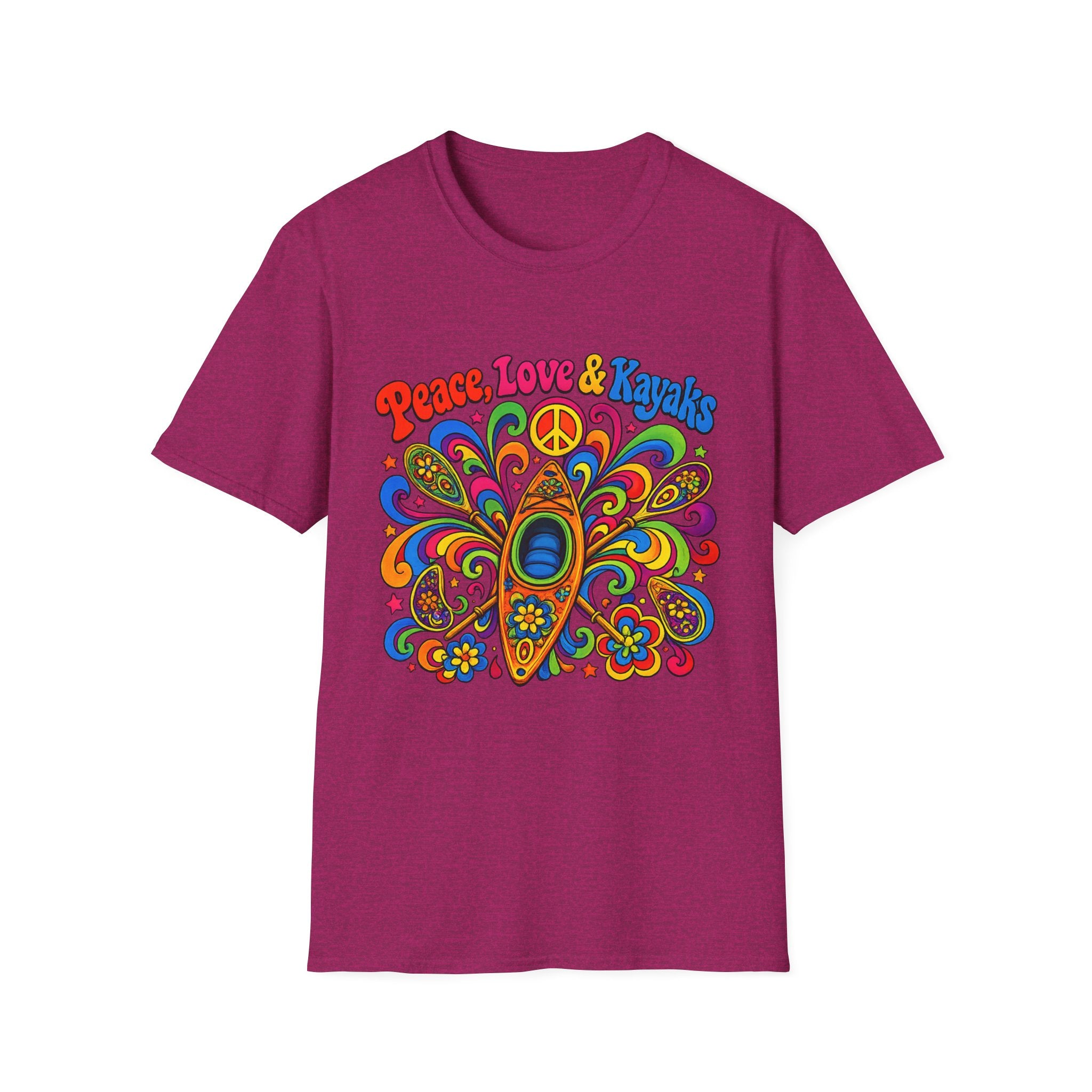 Peace, Love & Kayaks T-Shirt — Retro Hippie Tee